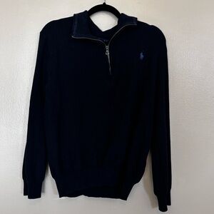 Polo by Ralph Lauren Navy Blue Luxury Quarter Zip Sweater